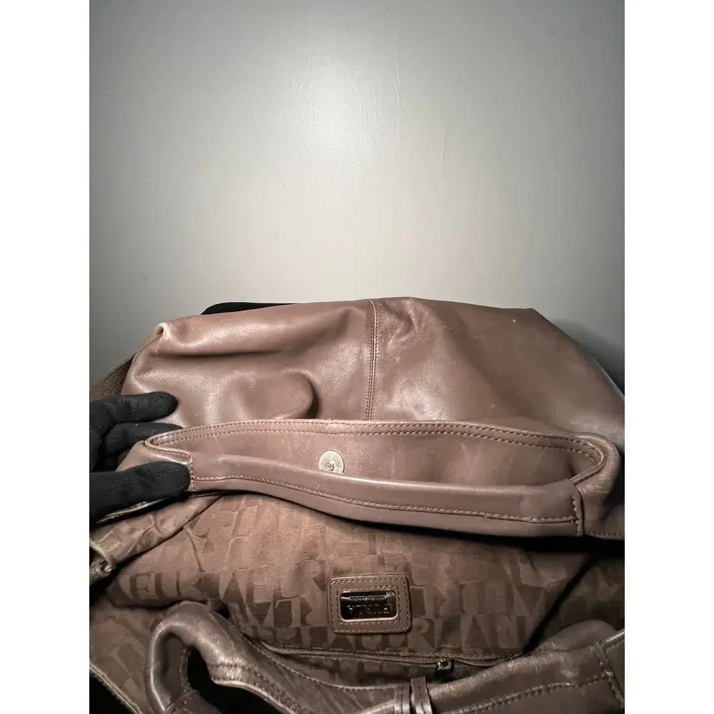 Furla Italian Leather Slouch Hobo Shoulder Crossbody Bag Taupe Large
